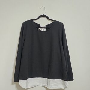 Junarose Two-Tone Black and White Long Sleeve Top